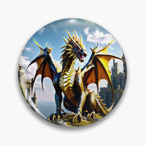 Item preview, Golden Dragon in the Castle Ruin designed and sold by Raging Woody Designs.