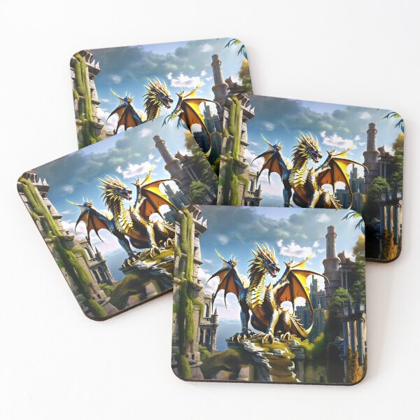 Item preview, Golden Dragon in the Castle Ruin designed and sold by Raging Woody Designs.