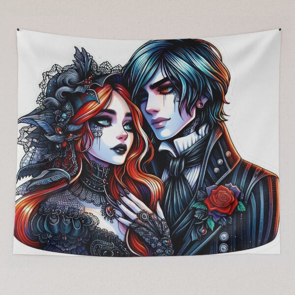 Item preview, Gothic Couple in love goth valentines day Sticker designed and sold by Expressions-Sel.