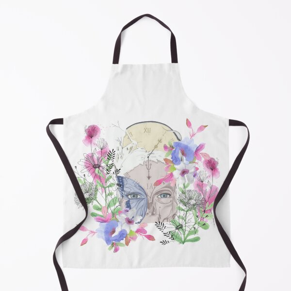 Item preview, Cottage Core Flower Skull, all handdrawn unique watercolor and ink flowers designed and sold by AnjaLiaDesigns.