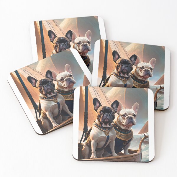 Item preview, French Bulldogs on a ship fantasy art pic designed and sold by PineappleBlend.