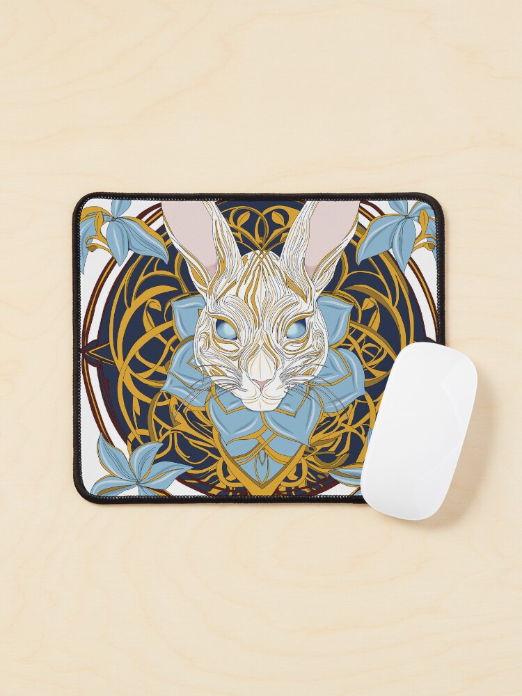 Thumbnail 1 of 5, Mouse Pad, Blue Flower Rabbit designed and sold by mythnomer.