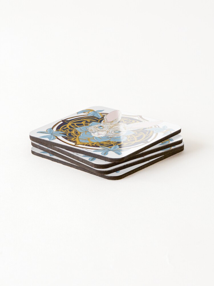 Thumbnail 4 of 5, Coasters (Set of 4), Blue Flower Rabbit designed and sold by mythnomer.
