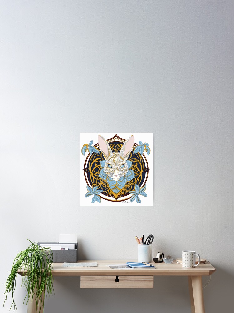 Thumbnail 2 of 3, Poster, Blue Flower Rabbit designed and sold by mythnomer.