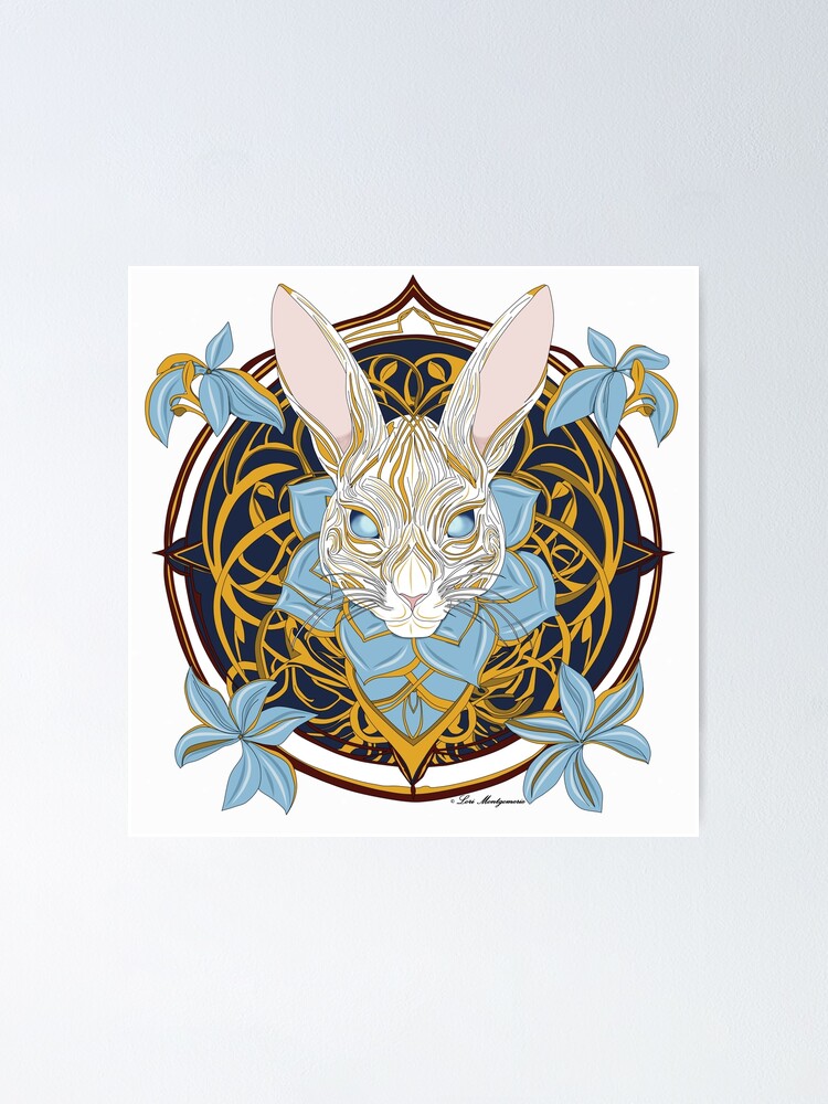 Thumbnail 1 of 3, Poster, Blue Flower Rabbit designed and sold by mythnomer.