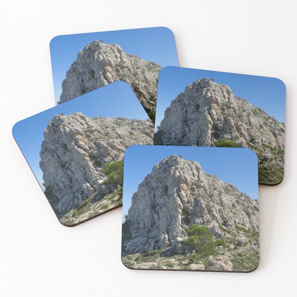 Item preview, Rock formation of Cavall Verd under a blue sky, Costa Blanca Spain designed and sold by Adriana Mueller.