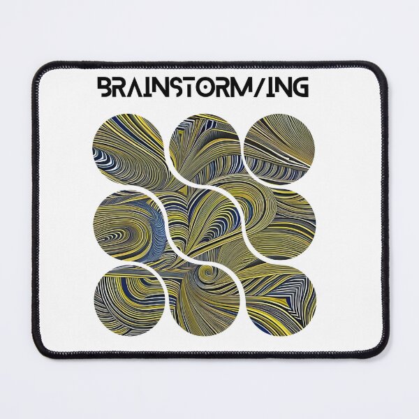 Item preview, Brainstorming, abstract artpiece, yellow blue and black lines, designed and sold by Coolparrotgirl.