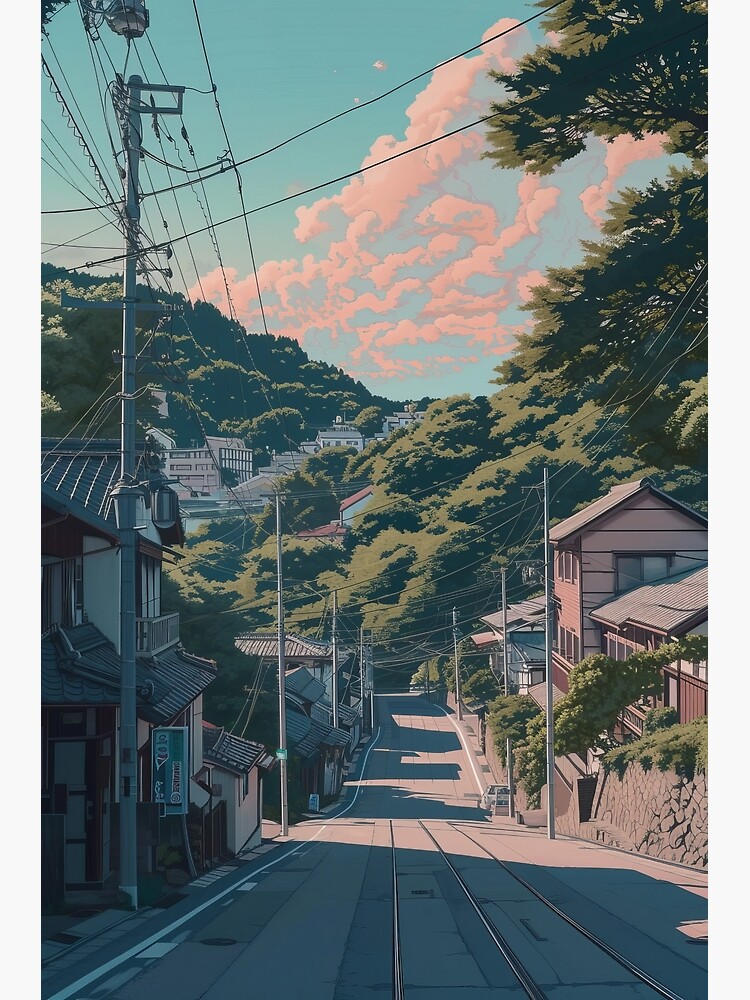 Thumbnail 3 of 3, Poster, Blush of Dawn in the Sleepy Town designed and sold by EtherealEchoes.