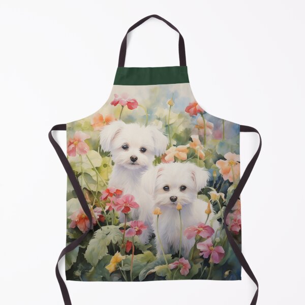 Item preview, Maltese Puppies in a Watercolor Flower Garden designed and sold by Samuelsboro.