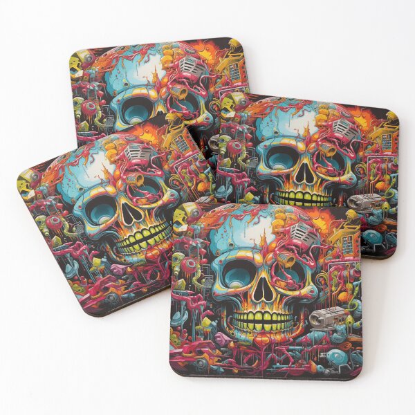 Item preview, Psychedelic Cyberskull: Surreal Dystopian Art Piece designed and sold by pooshda.