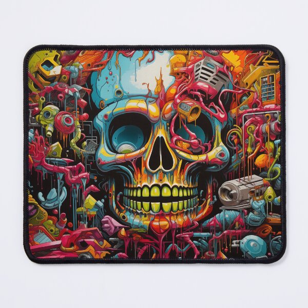 Item preview, Psychedelic Cyberskull: Surreal Dystopian Art Piece designed and sold by pooshda.