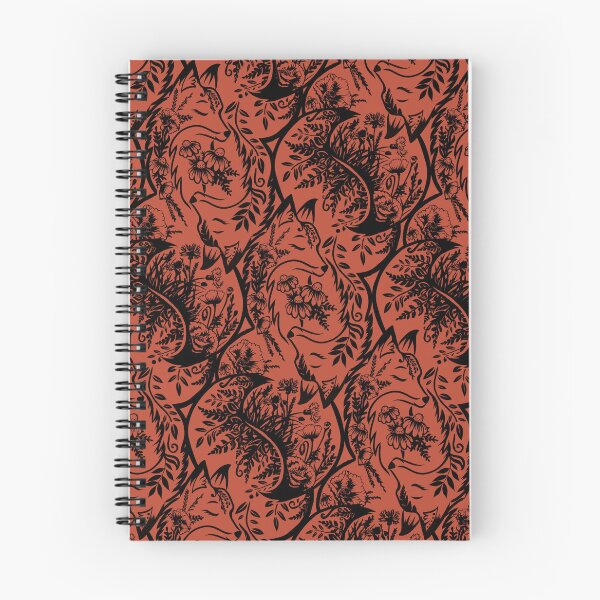 Artikelvorschau, Magische Füchse im Mandala-Stil mit Blumen, orangefarbener und schwarzer nahtloser Komposition entworfen und verkauft von Drawmecute.