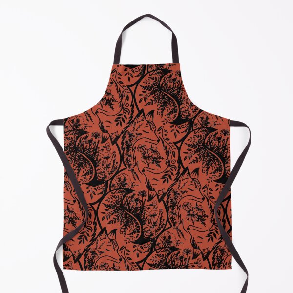 Aperçu de l'œuvre Renards magiques de style mandala avec fleurs, composition sans couture orange et noire créée et vendue par Drawmecute.