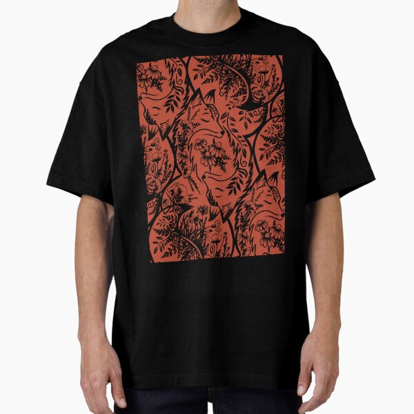 Item preview, Mandala style magical foxes with flowers, orange and black seamless composition designed and sold by Drawmecute.