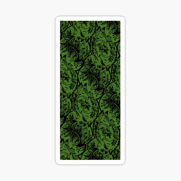 Item preview, Mandala style magical foxes with flowers, green and black seamless composition designed and sold by Drawmecute.