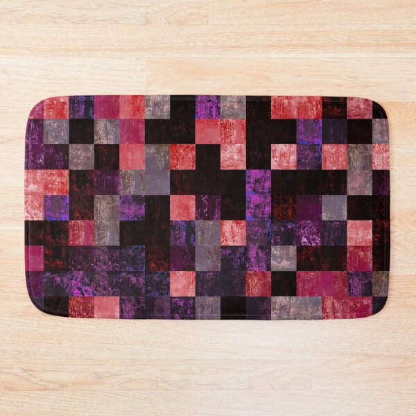 Item preview, bright velvet textured acrylic random pixel patchwork pattern designed and sold by ArtistSunny.