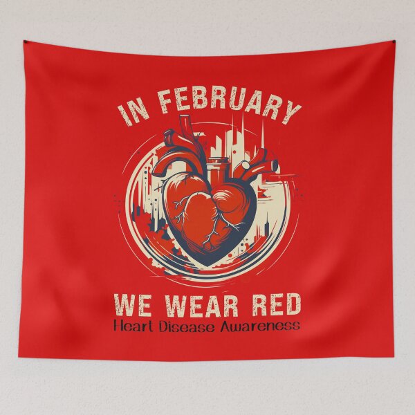 Item preview, In February We Wear Red Heart Disease Awareness Ribbon designed and sold by Chmielayka.