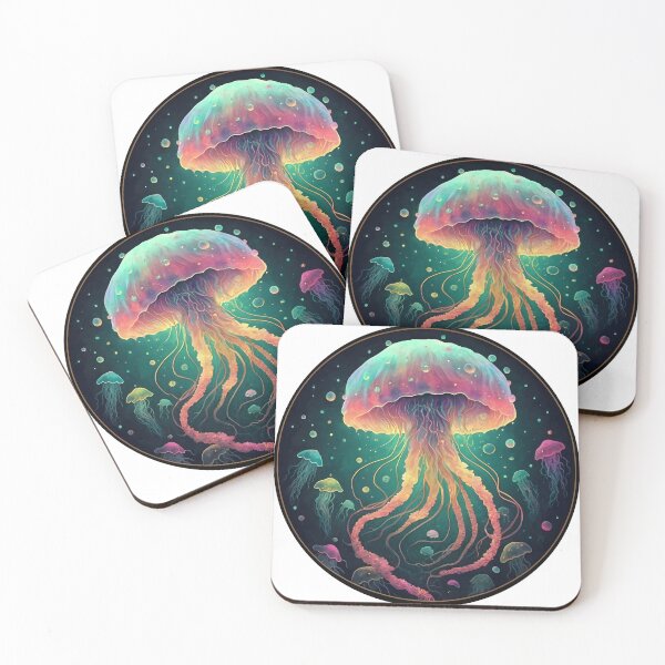 Item preview, A surreal depiction of a dreamy underwater world with floating jellyfish designed and sold by ArtshirtGroup.