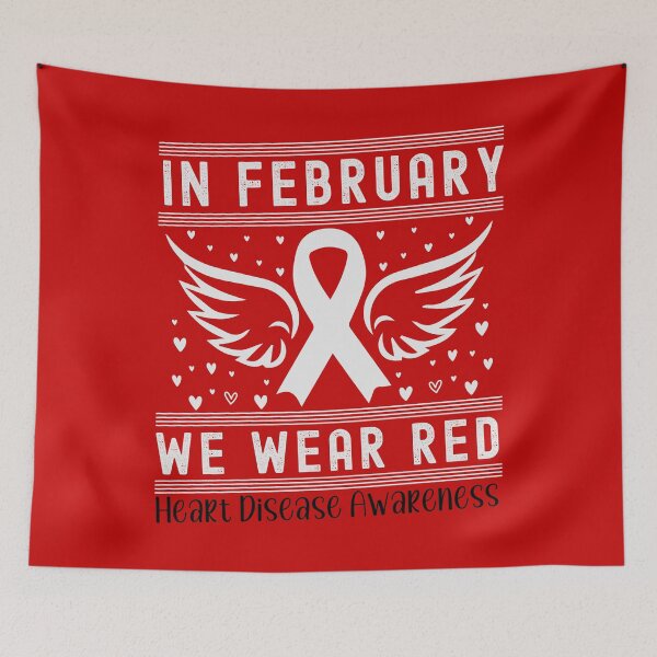 Item preview, In February We Wear Red Heart Disease Awareness Ribbon designed and sold by Chmielayka.