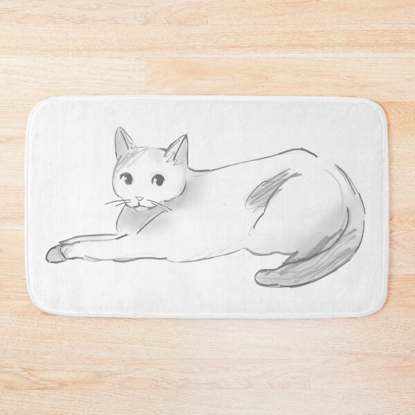 Item preview, Black and white cat sketch in graphite designed and sold by Asutip.
