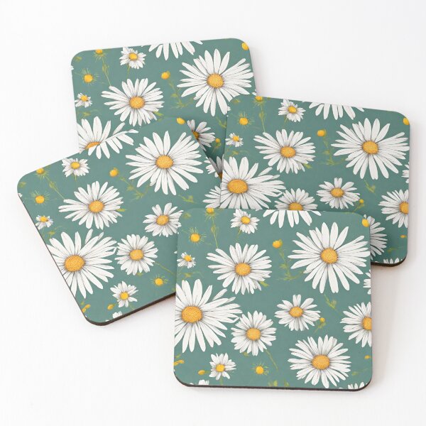 Item preview, White chamomile on an emerald background designed and sold by Erik Visnievskij.