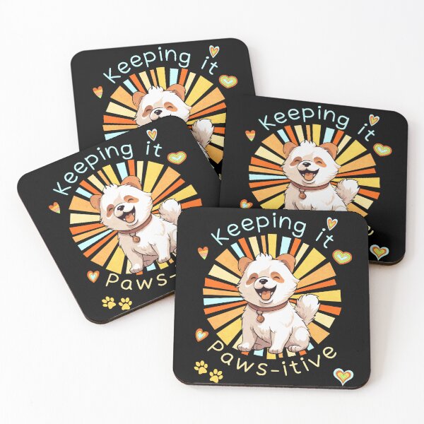 Item preview, Keeping it Pawsitive cute happy puppy dog retro designed and sold by ShaneCRob.