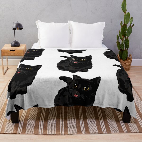 Artikelvorschau, Schwarze Katze mit herausgestreckter Zunge, Pixelart entworfen und verkauft von Asutip.