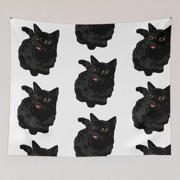 Item preview, Black cat with tongue out pixelart designed and sold by Asutip.