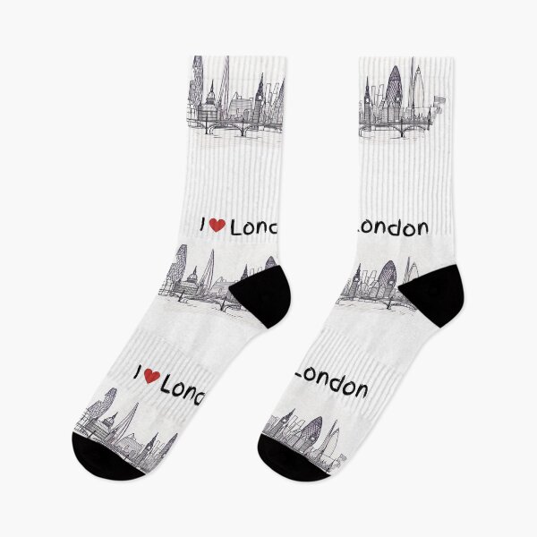 Item preview, London skyline, The Shard, Gherkin, Thames, Big Ben, I love London, Abstract art piece, beautiful unique London line art designed and sold by Coolparrotgirl.