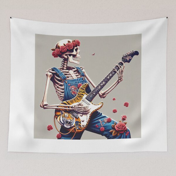 Item preview, Dead Skeleton on Tiger Roses Electric Grateful Guitar designed and sold by HippieFarms11.