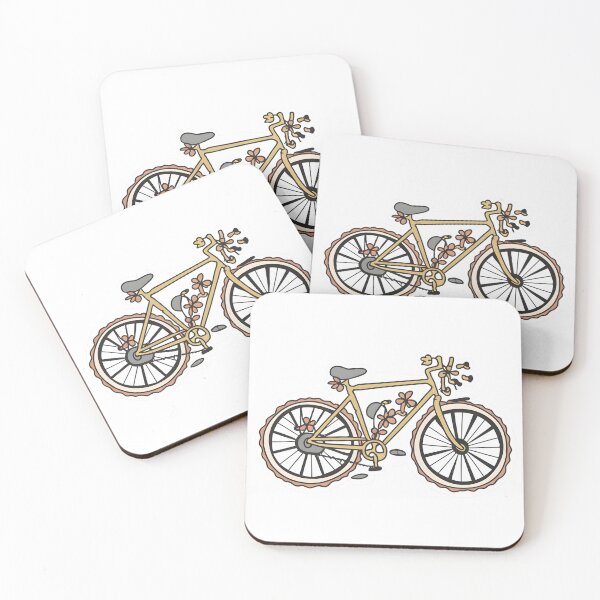 Item preview, A minimalist line drawing of a bicycle with floral accents. sticker, black bacground, illustration designed and sold by ArtshirtGroup.