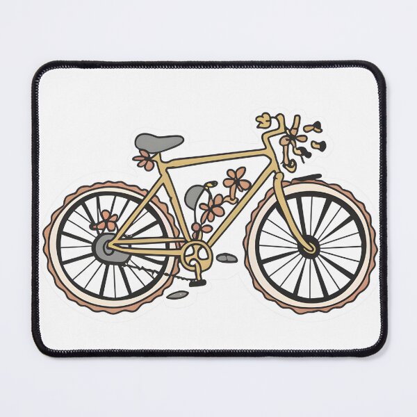 Item preview, A minimalist line drawing of a bicycle with floral accents. sticker, black bacground, illustration designed and sold by ArtshirtGroup.