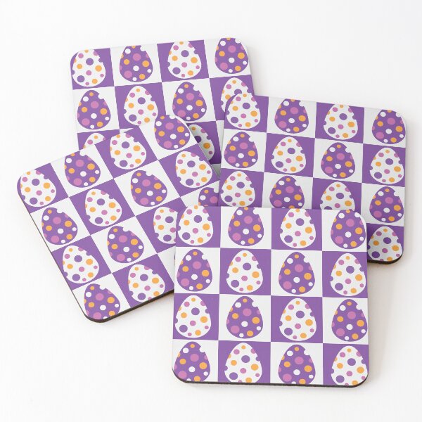 Item preview, Checkered Easter Eggs Pattern with Dots on White and Purple Checkerboards  designed and sold by Yasminepatterns .