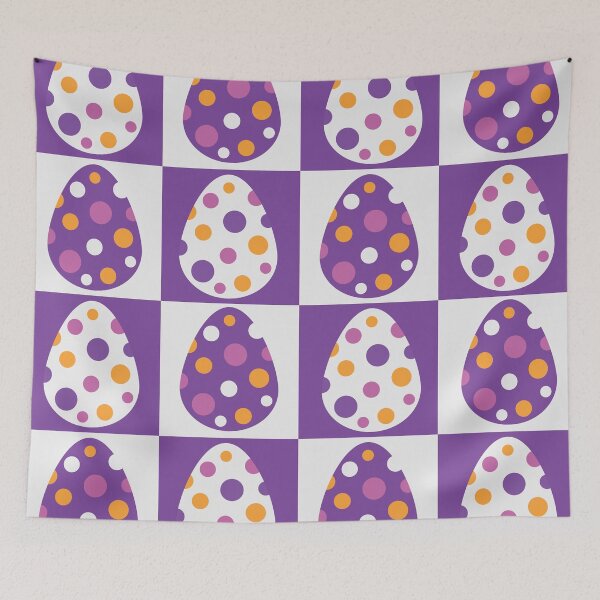 Item preview, Checkered Easter Eggs Pattern with Dots on White and Purple Checkerboards  designed and sold by Yasminepatterns .