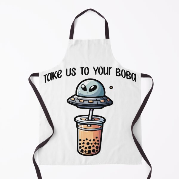 Item preview, Take Us To Your Boba, Flying Saucer UFO Aliens are coming for our bubble tea! designed and sold by LuxindaSwirl.