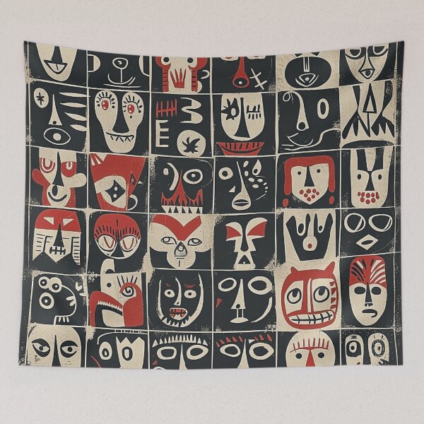 Item preview, African Masks Motif - Black and Red  designed and sold by HausKatz.