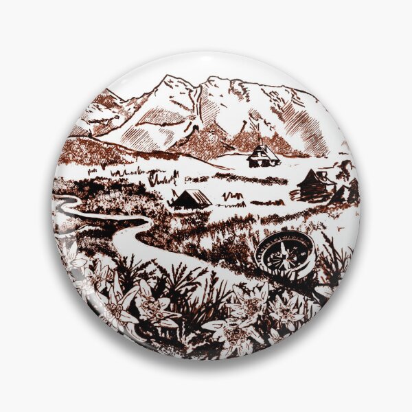Item preview, Vista de las montañas Tatra, lápiz con brújula y edelweiss designed and sold by Drawmecute.