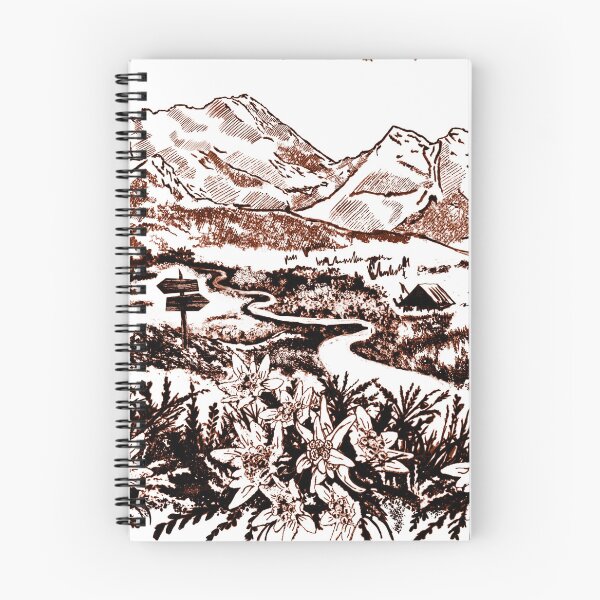 Aperçu de l'œuvre Vue sur les Tatras, crayon avec boussole et edelweiss créée et vendue par Drawmecute.