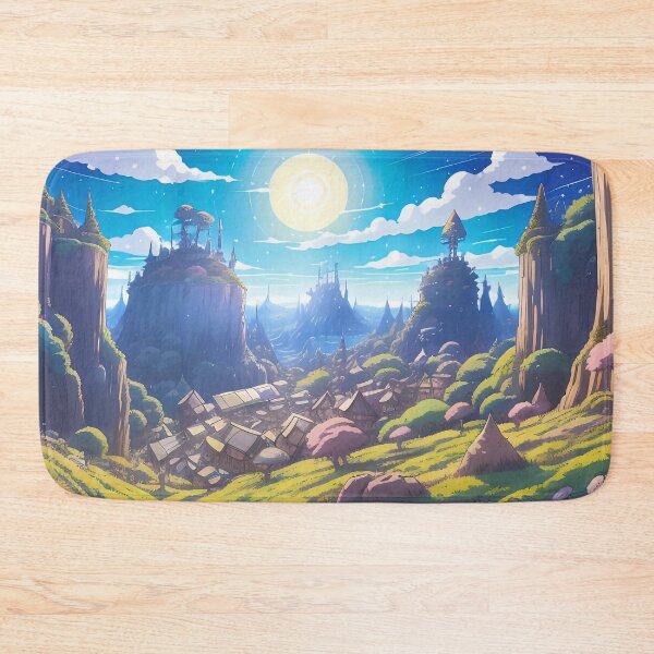 Item preview, Enchanted Village Amidst Nature’s Majestic Rocky Cliffs designed and sold by ArtComixHaven.