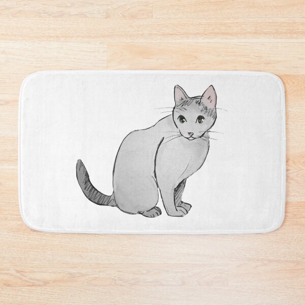 Item preview, Black and white cat standing sketch in graphite designed and sold by Asutip.