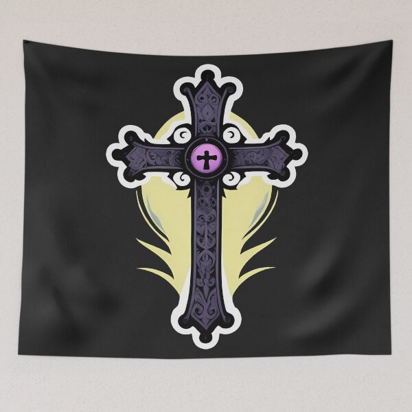 Item preview, Gothic Cross - Black and Purple Goth Aesthetic Illustration designed and sold by MadnessEnvelope.