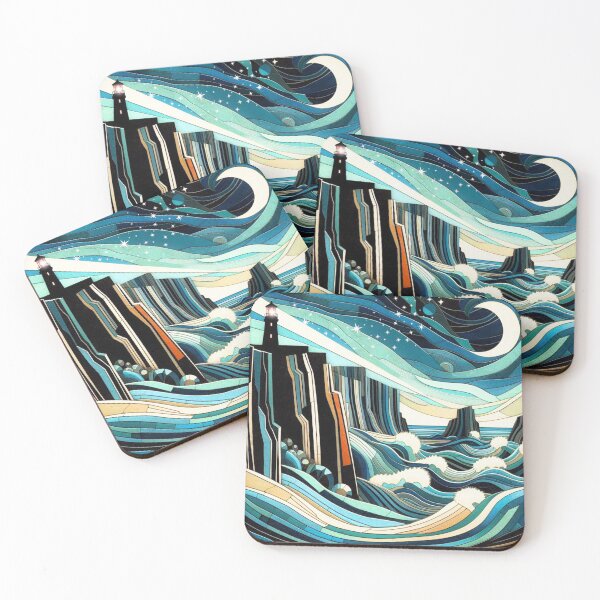 Item preview, Cliffside Lighthouse on a Starry Night designed and sold by HausKatz.