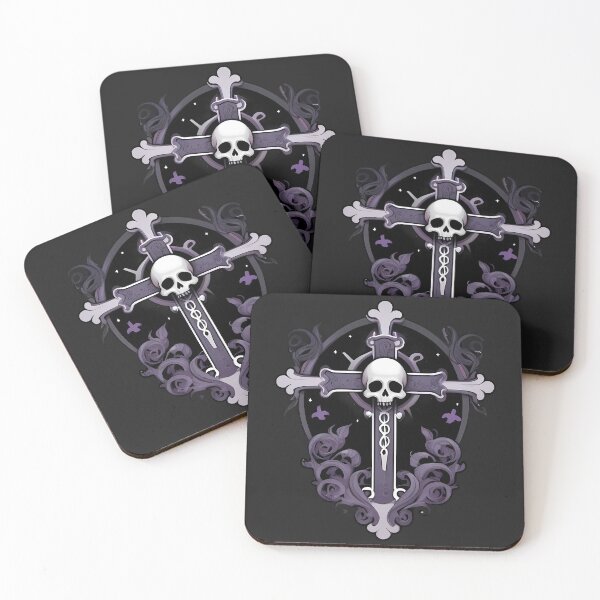 Item preview, Gothic Skull Cross - Black and Purple Aesthetic Illustration designed and sold by MadnessEnvelope.