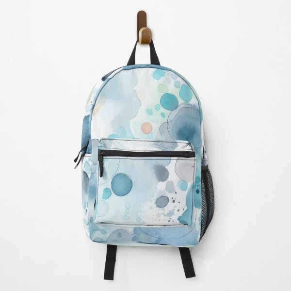 Item preview, Watercolor Illustration Blue Green and Grey Of Abstract Round Splashes in Light Pastel Colors designed and sold by MeowcuryRising.