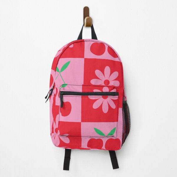 Item preview, Checkered Cherries with Pink Flowers Pattern designed and sold by Yasminepatterns .