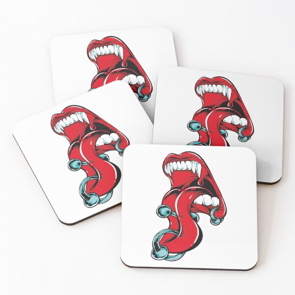 Item preview, Pierced Elegance: Illustration of a Woman Vampire Mouth with Piercings designed and sold by OpsDesing.