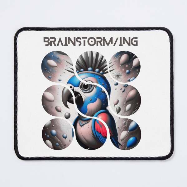 Item preview, Blue  parrot Brainstorming, abstract artpiece,  designed and sold by Coolparrotgirl.