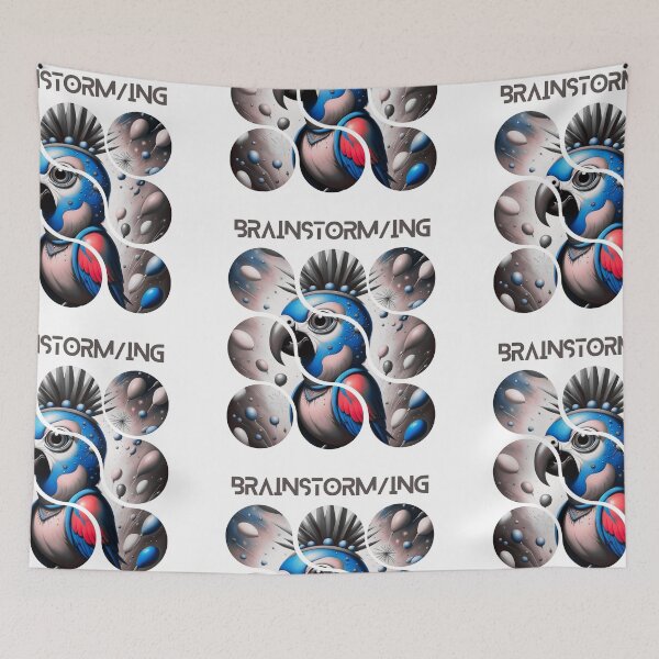 Item preview, Blue  parrot Brainstorming, abstract artpiece,  designed and sold by Coolparrotgirl.