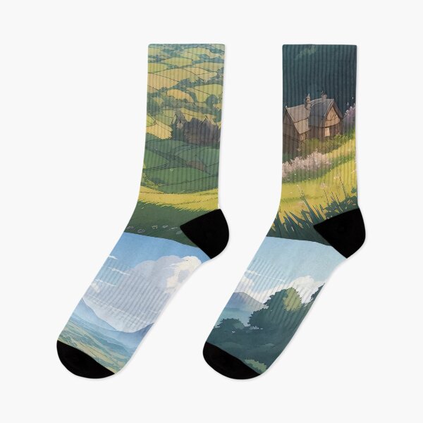 Item preview, Peaceful Valley Amidst Majestic Mountains Under Clear Skie designed and sold by ArtComixHaven.