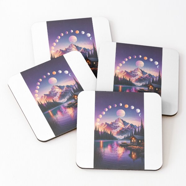 Item preview, Twilight Serenity: Moonlit Mountains and Lakeside Cabin Retreat designed and sold by DreamAlongArt.
